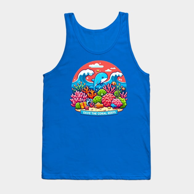 Save The Coral Reefs [Cute Whale] Tank Top by JavaBlend
